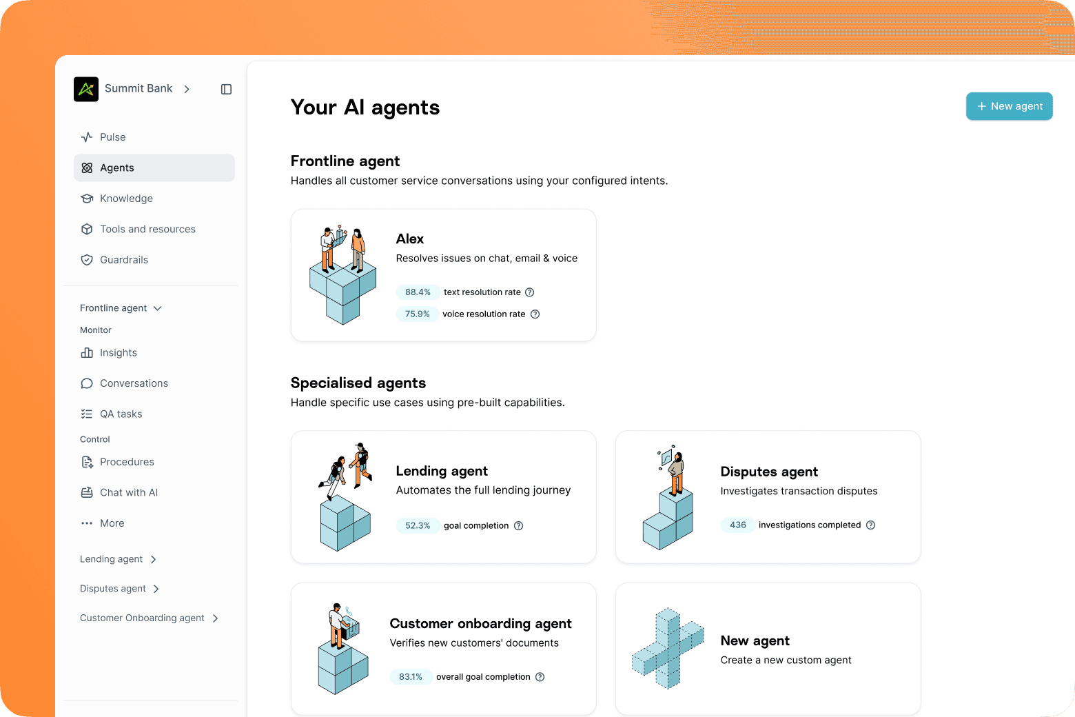 Gradient Labs official product interface for finance-specific agent operations