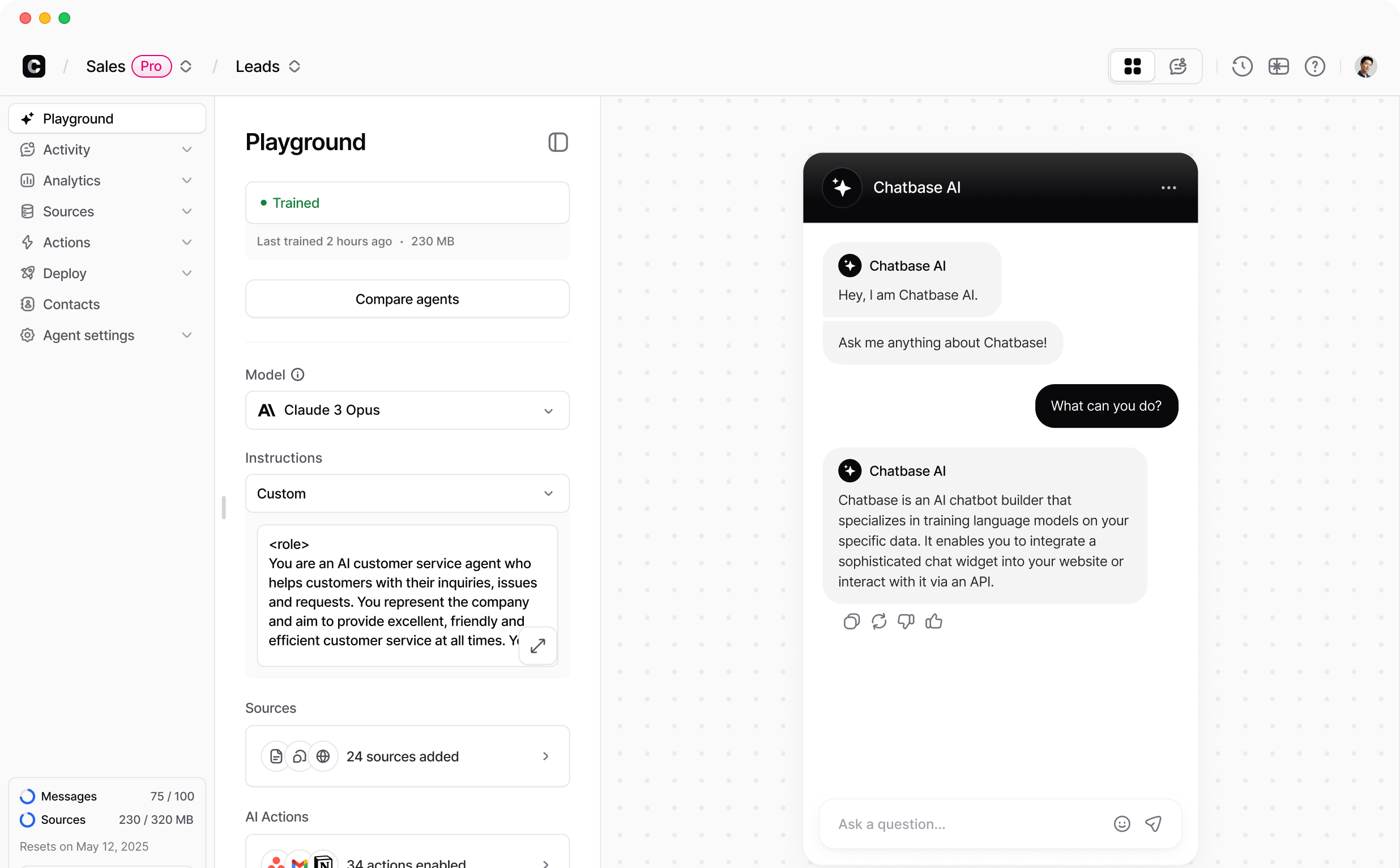 Chatbase official product interface