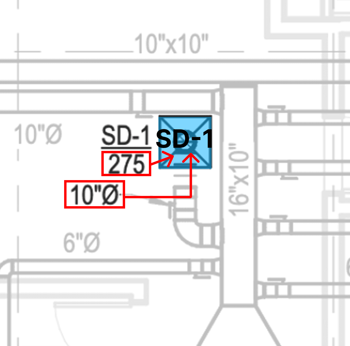 Rebar product screenshot marking equipment attributes in construction drawings