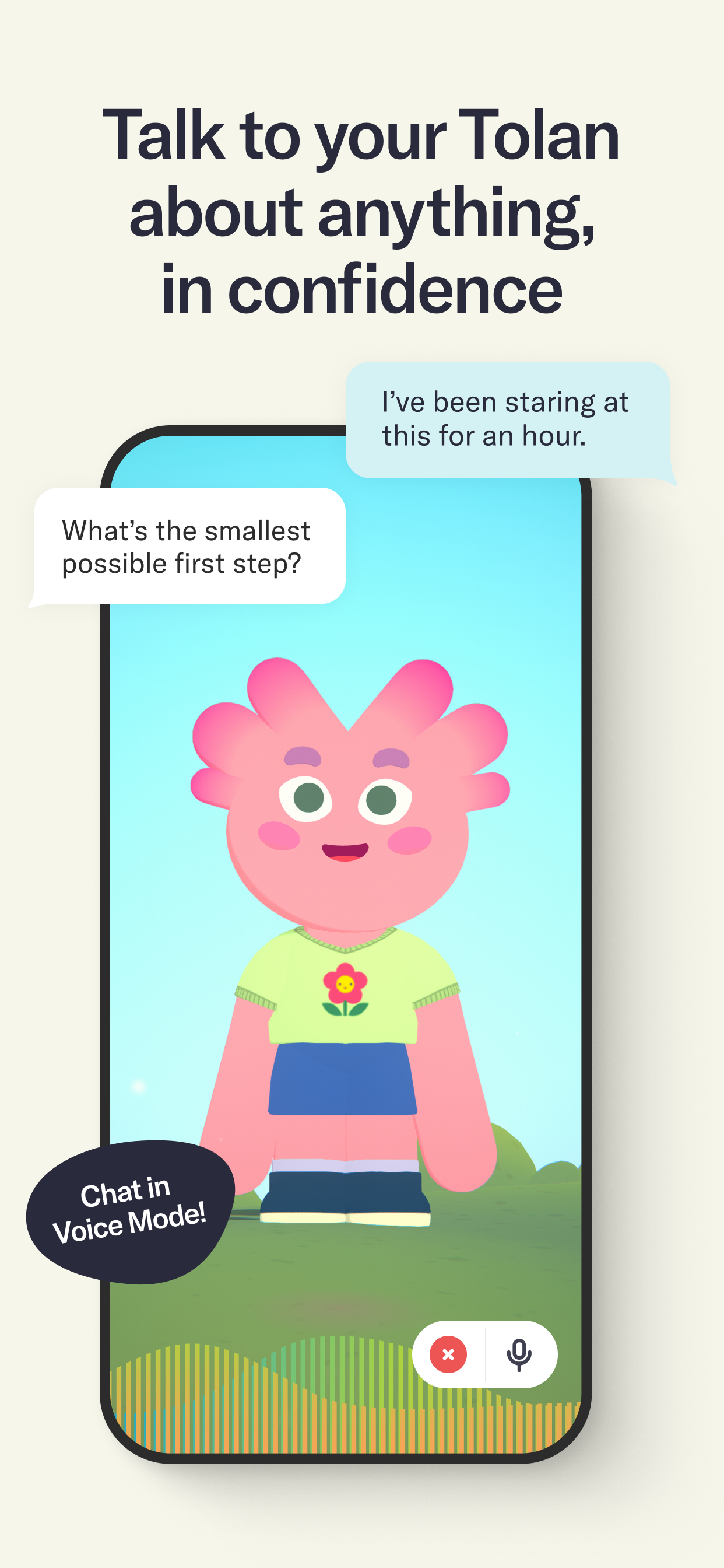 Tolan uses a voice chat interface around an alien character living on its own planet
