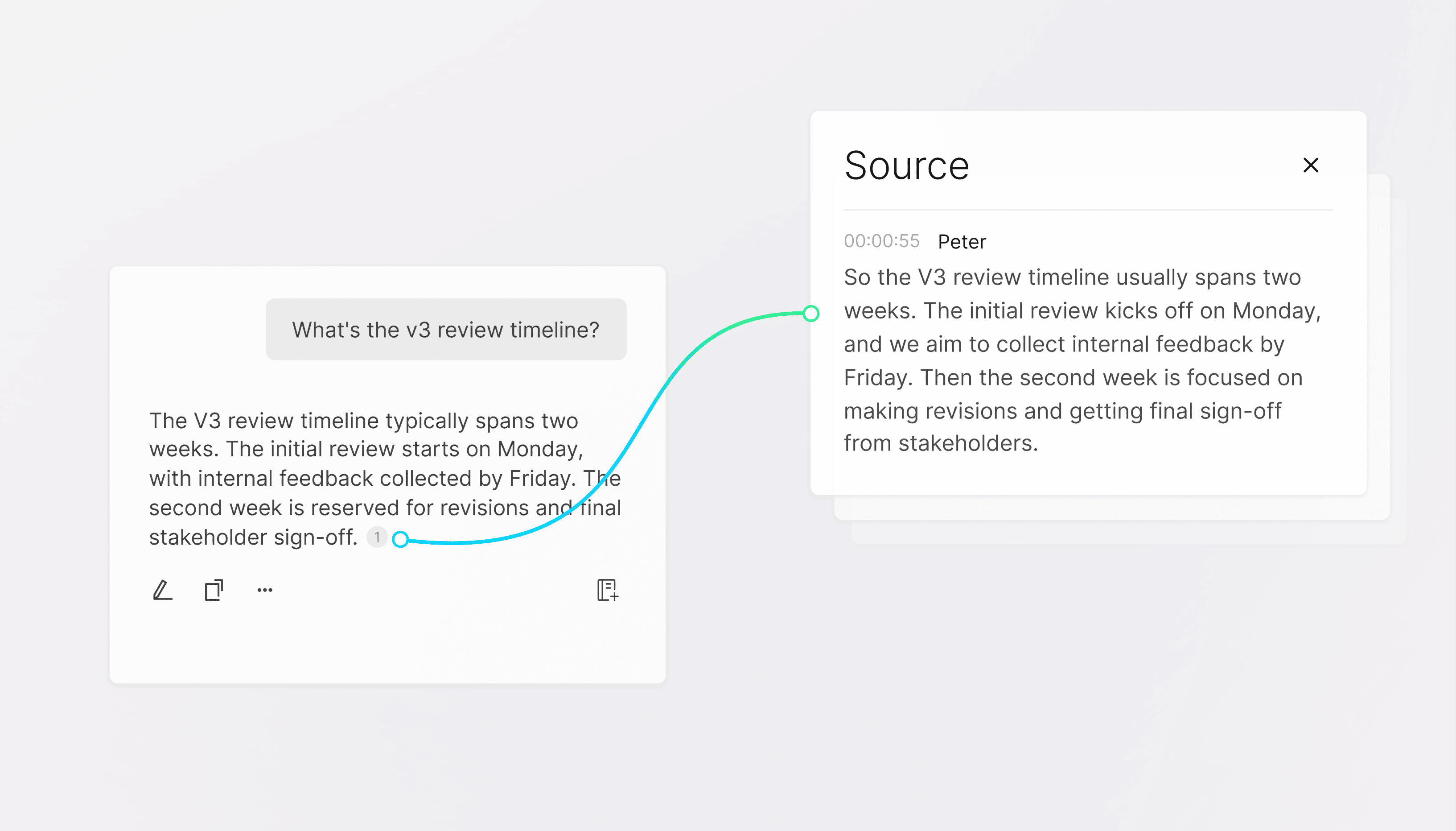 Ask Plaud answer with source-backed transcript context