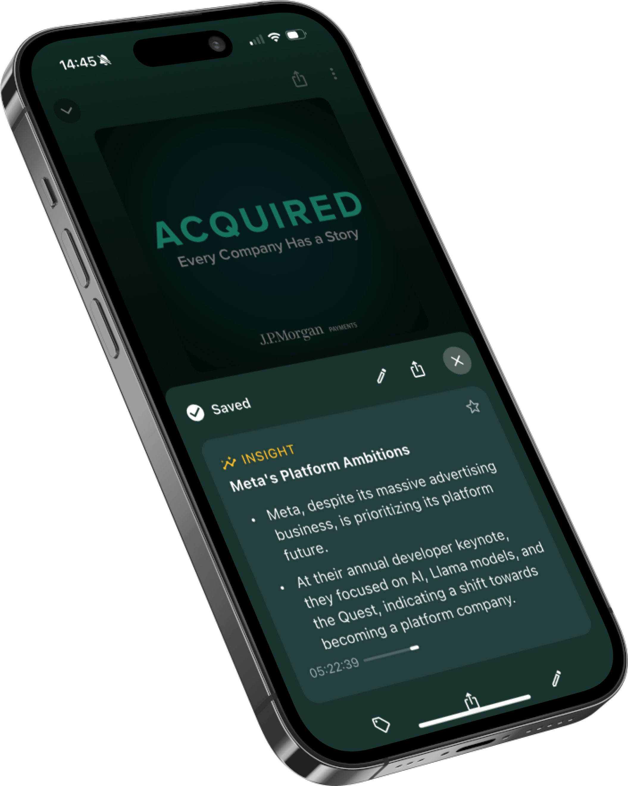 Snipd turns a saved audio passage into a structured note.