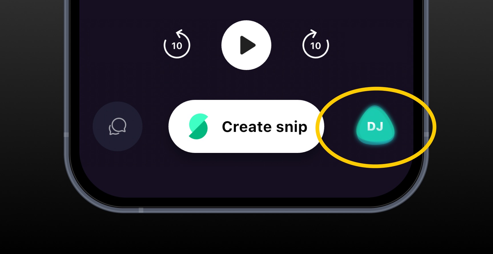The Snipd player includes an entry point for AI DJ.