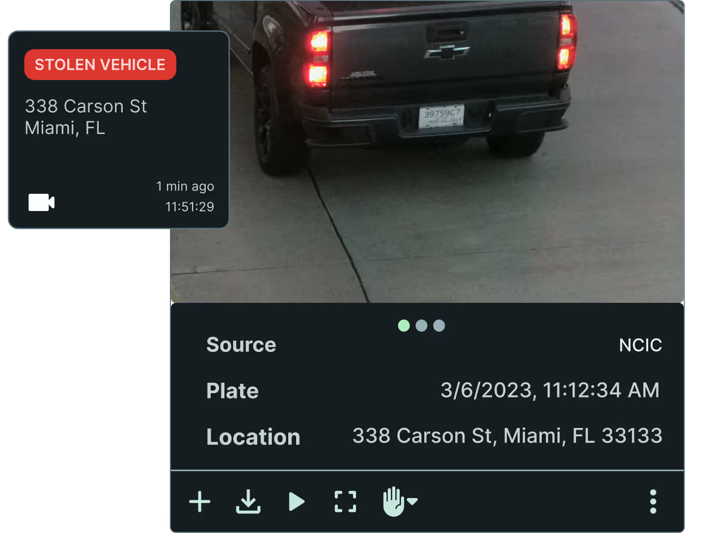 Flock’s official illustration of a vehicle alert interface.
