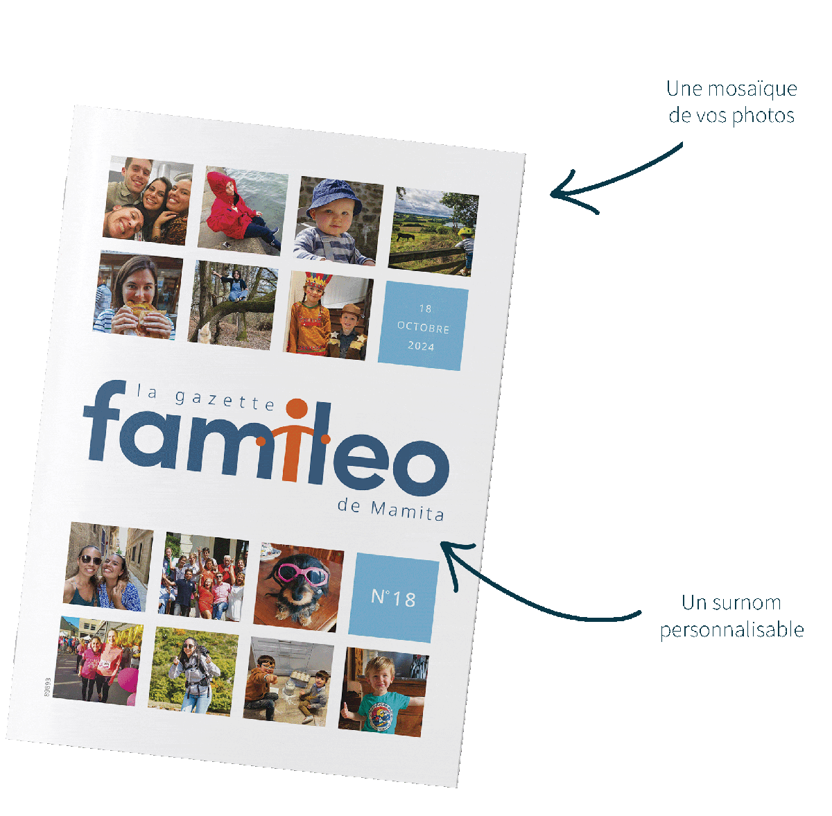 An official example of a Famileo family newspaper cover.