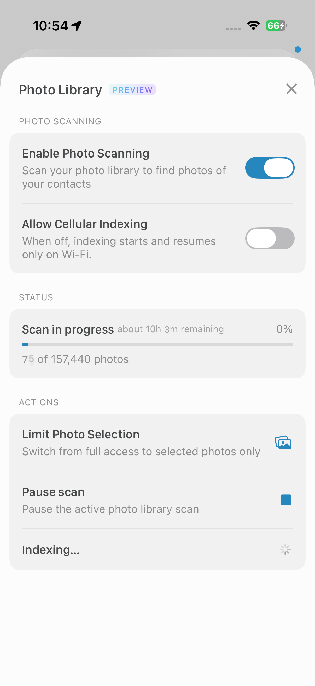 Controls for Mesh photo indexing