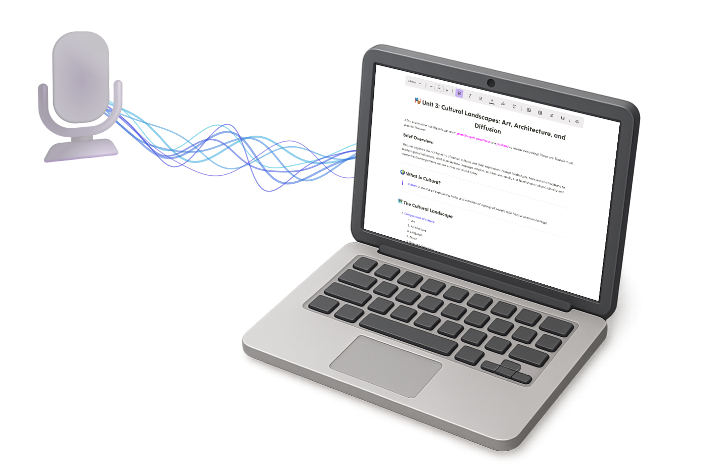 Turbo AI turns a lecture recording into notes